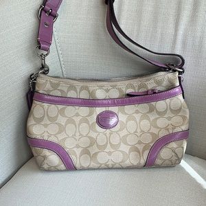 Pink/Tan Coach handbag, with embossed serial#